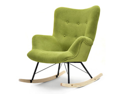 Mosgrøn polstret lænestol med sorte ben LAUREN