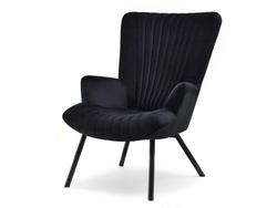 Velourlænestol sort sorte ben LANZA