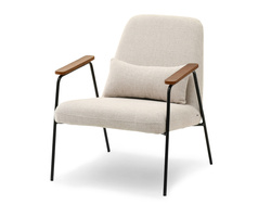 Moderne lænestol med cremefarvede sorte ben ELIA