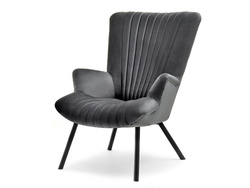 Velour-lænestol med grafit-sorte ben LANZA