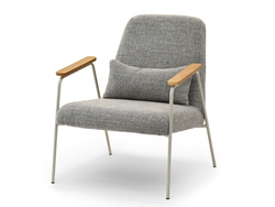 Polstret lænestol med beige-grå ben ELIA