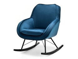 Velourlænestol marineblå sorte ben COCO