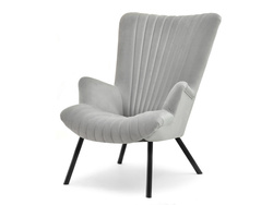 Velourlænestol lysegrå sorte ben LANZA