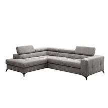 Grå hjørnesofa med sovefunktion venstre ANORA