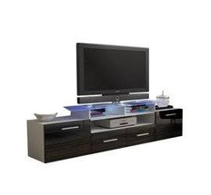 TV-bænk hvid/sort højglans EVORA