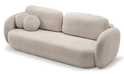 Beige sofa med afrundede kanter, sovefunktion, opbevaringsplads til sengetøj OLIMP