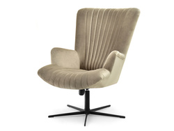 Velourlænestol med sandfarvede ben ESLA