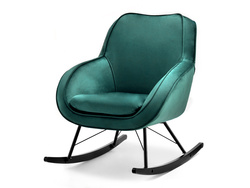 Velourlænestol med grønne, sorte ben COCO