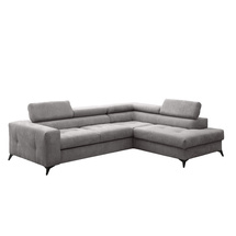 Grå hjørnesofa med sovefunktion højre ANORA