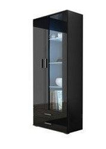 Stort vitrineskab med LED sort/ sort glans SOHO S6