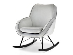 Velourlænestol grå med sorte ben COCO