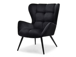 Velourlænestol sort, sorte ben KIKORI