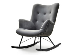 Velourlænestol grå sorte ben LAUREN