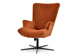 Velourlænestol med kobbersorte ben ESLA