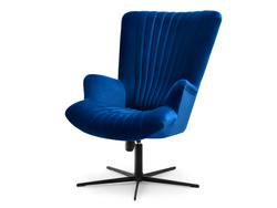 Velourlænestol marineblå sorte ben ESLA