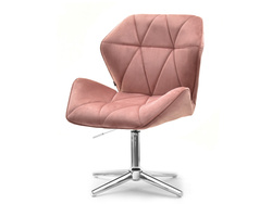Velourlænestol pudderrosa kromben VELO-STATIC