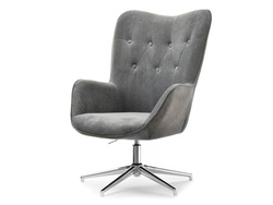 Velourlænestol grå krom TRINI-ben
