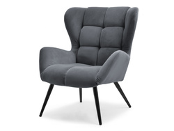 Velour-lænestol med grafit-sorte ben KIKORI