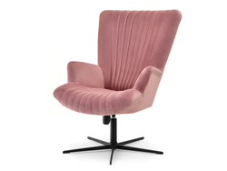 Velour-lænestol pastelrosa sorte ben ESLA