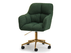 Boucle-lænestol med grønne guldben ISLA