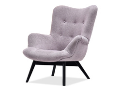 Pulvermeleret polstret lænestol med sorte ben FLORI