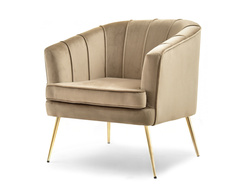 Beige velourlænestol med gyldne ben ESTEL