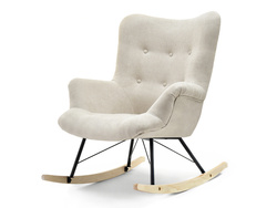 Sandfarvet lænestol med ben i bøg LAUREN