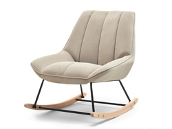 Beige velourlænestol med sorte ben BERTA