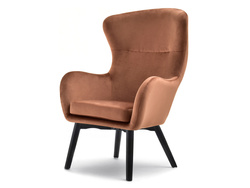 Lænestol i kobbervelour med sorte ben LETA