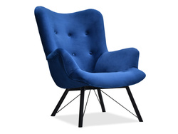 Marineblå velourlænestol med sorte ben DALTON