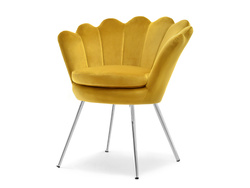 Sennepsgul lænestol med kromben LAZAR