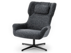 Marineblå lænestol med sorte ben IRVING