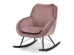 Pink velourlænestol med sorte ben COCO