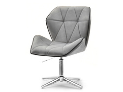 Velour lænestol grå krom ben VELO-STATIC