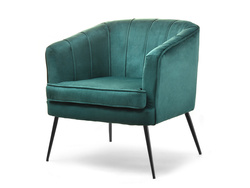 Velourlænestol med grønne, sorte ben ESTEL