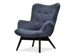 Polstret lænestol marineblå/grå sorte ben FLORI