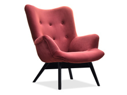 Rødbrun velourlænestol med sorte ben FLORI