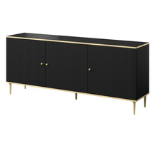 Sort kommode GLAMOUR sort / guld 180 cm