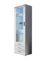 Højt vitrineskab hvid/ hvid højglans SOHO S1