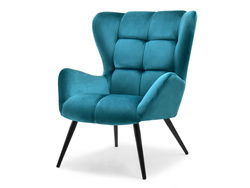 Lænestol i turkis velour med sorte ben KIKORI