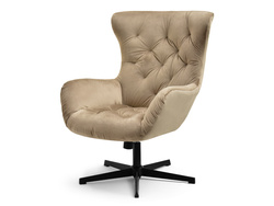 Beige velourlænestol med sorte ben ARON