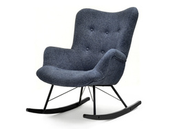 Polstret lænestol marineblå/grå sorte ben LAUREN