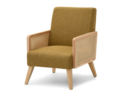 Rattan-lænestol med ben af honningeg FOSTER