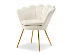 Lænestol i cremefarvet velour med gyldne ben LAZAR
