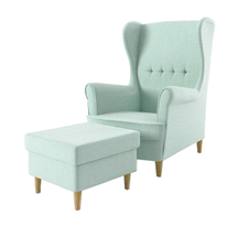 Øreklapstol med fodskammel mint