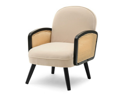 Beige velourlænestol med sorte ben WILSON