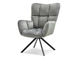 Velourlænestol mørkegrå sorte ben KIRA