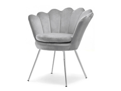 Velourlænestol med grå kromben LAZAR