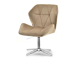Velour lænestol beige krom ben VELO-STATIC