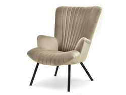 Velourlænestol med sandfarvede ben LANZA